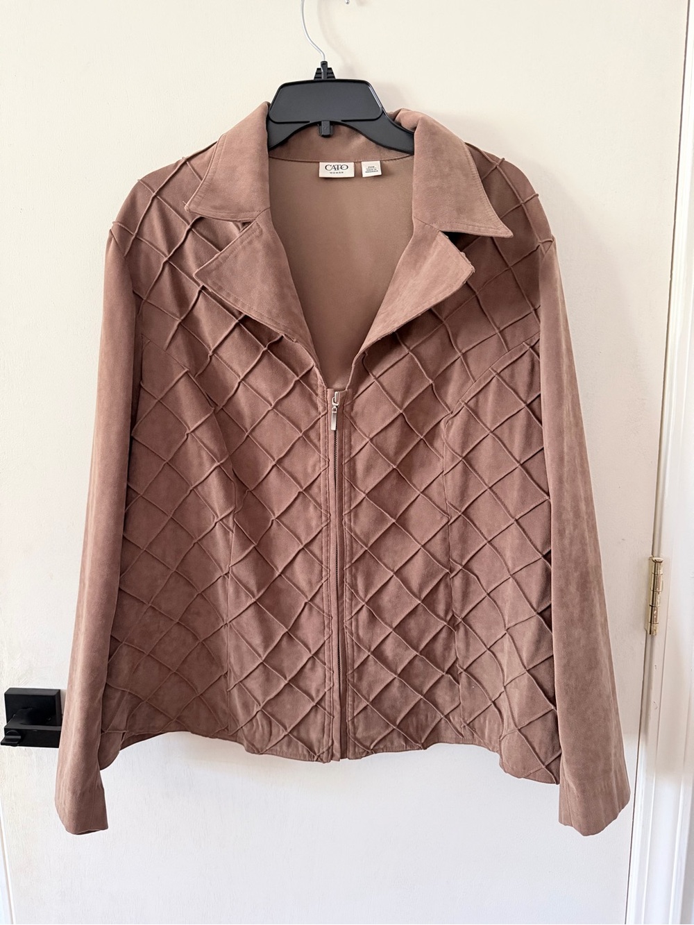 Cato Mauve-Taupe Quilted Suede Zip Jacket